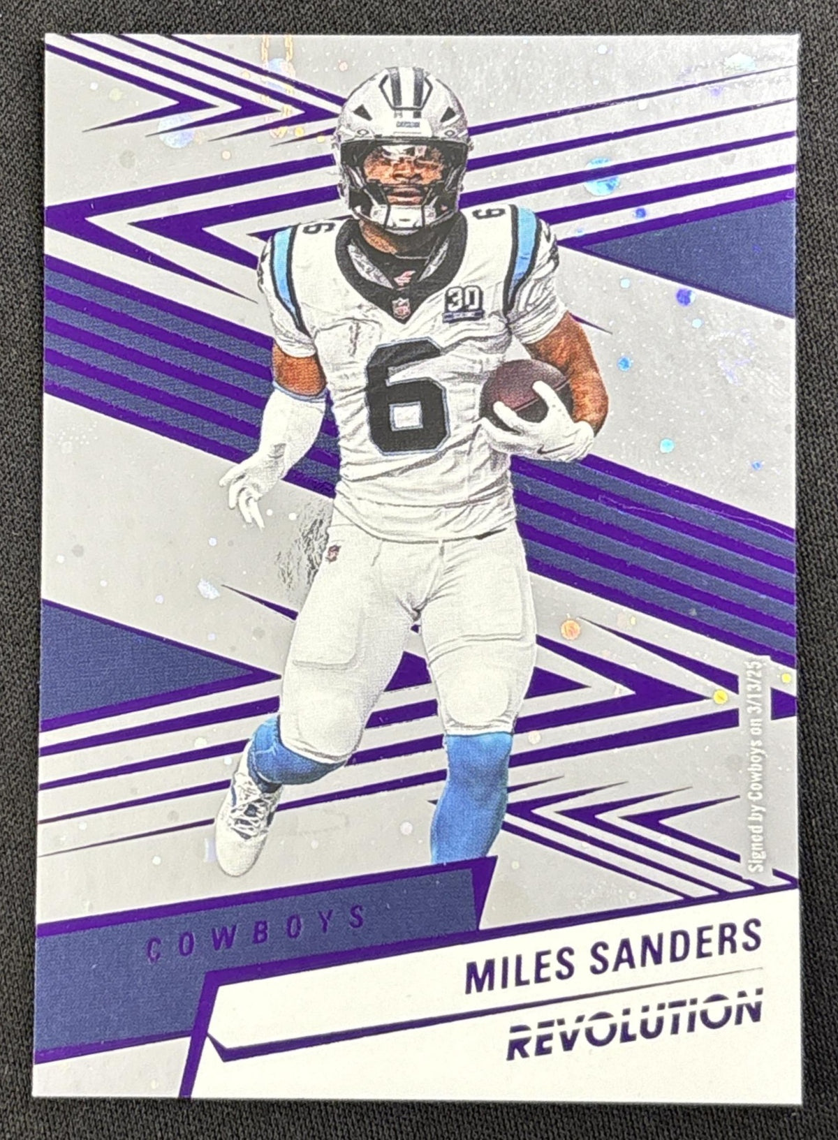 Miles Sanders 2025 Panini Revolution Purple Cosmo /49 Cowboys