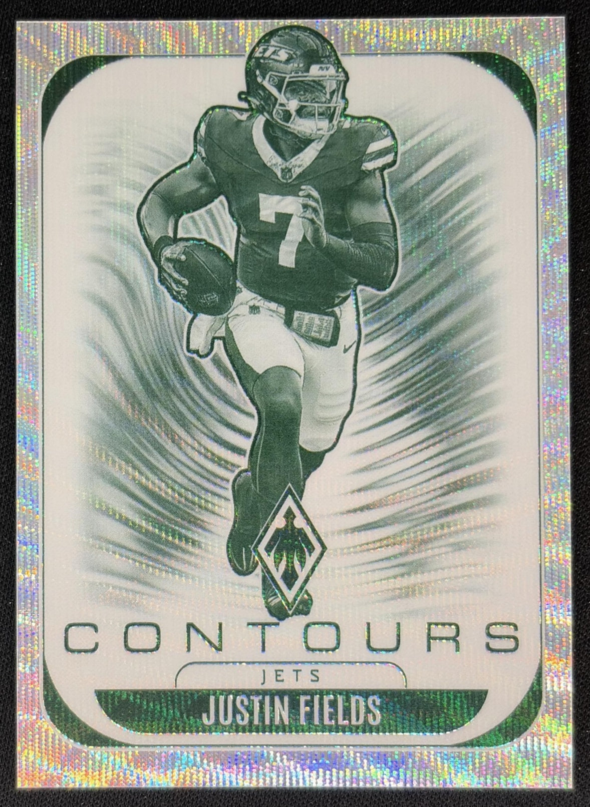 Justin Fields 2025 Panini Phoenix Contours Silver Hyper /299 Jets Sports Trading Cards