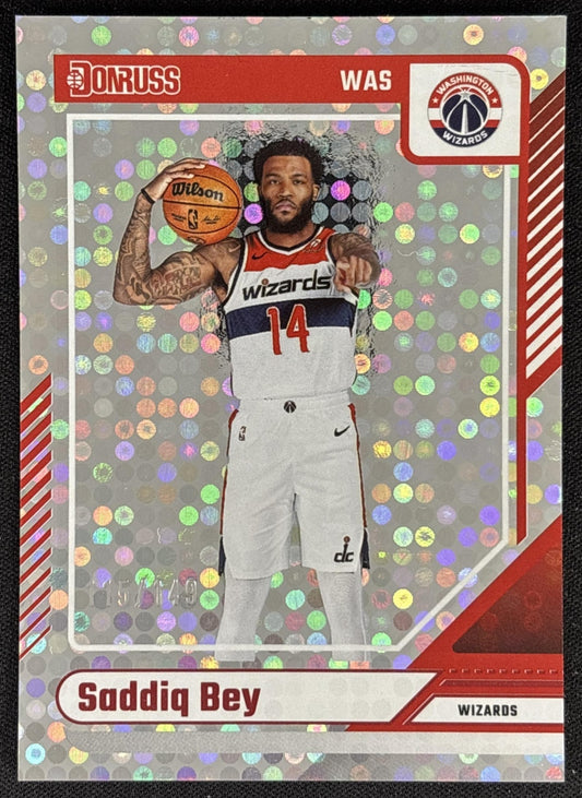 Saddiq Bey 2024 Panini Donruss Red Disco /149 Wizards Sports Trading Card