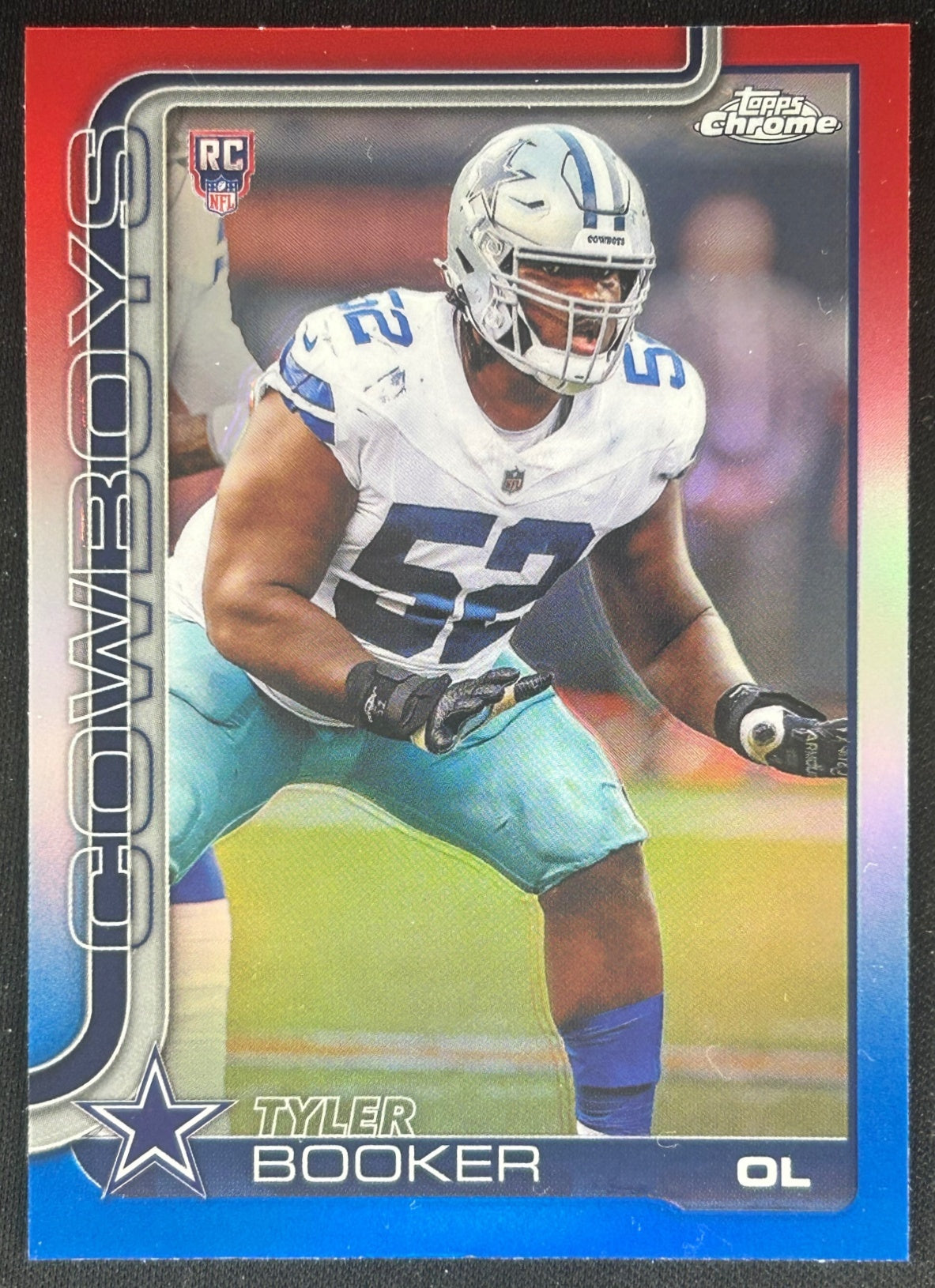 Tyler Booker 2025 Topps Chrome Rookie Red/White/Blue Refractor Cowboys Sports Trading Cards