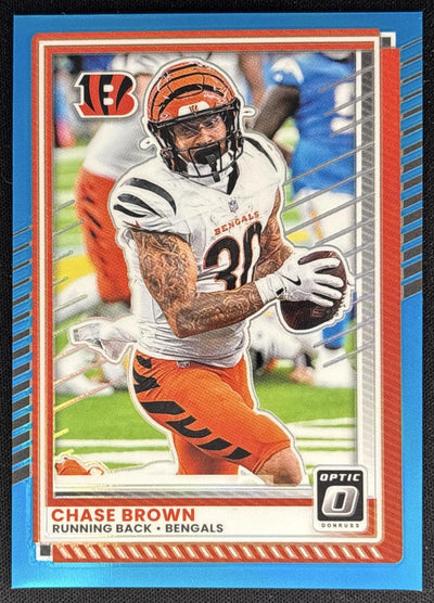 Chase Brown 2025 Panini Donruss Optic Aqua Prizm /349 Bengals Sports Trading Cards