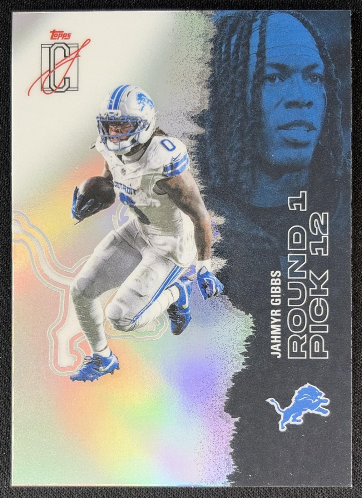 Jahmyr Gibbs 2025 Topps Signature Class Chrome Veteran White Refractor Lions front