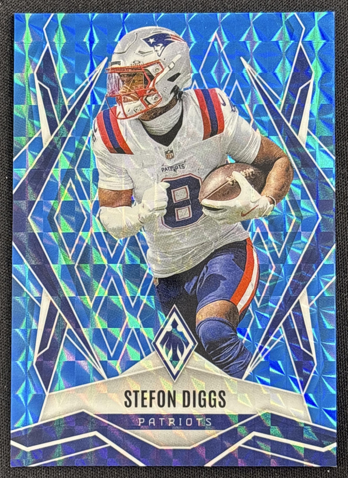 Stefon Diggs 2025 Panini Phoenix Light Blue Pyramids Prizm /385 Patriots