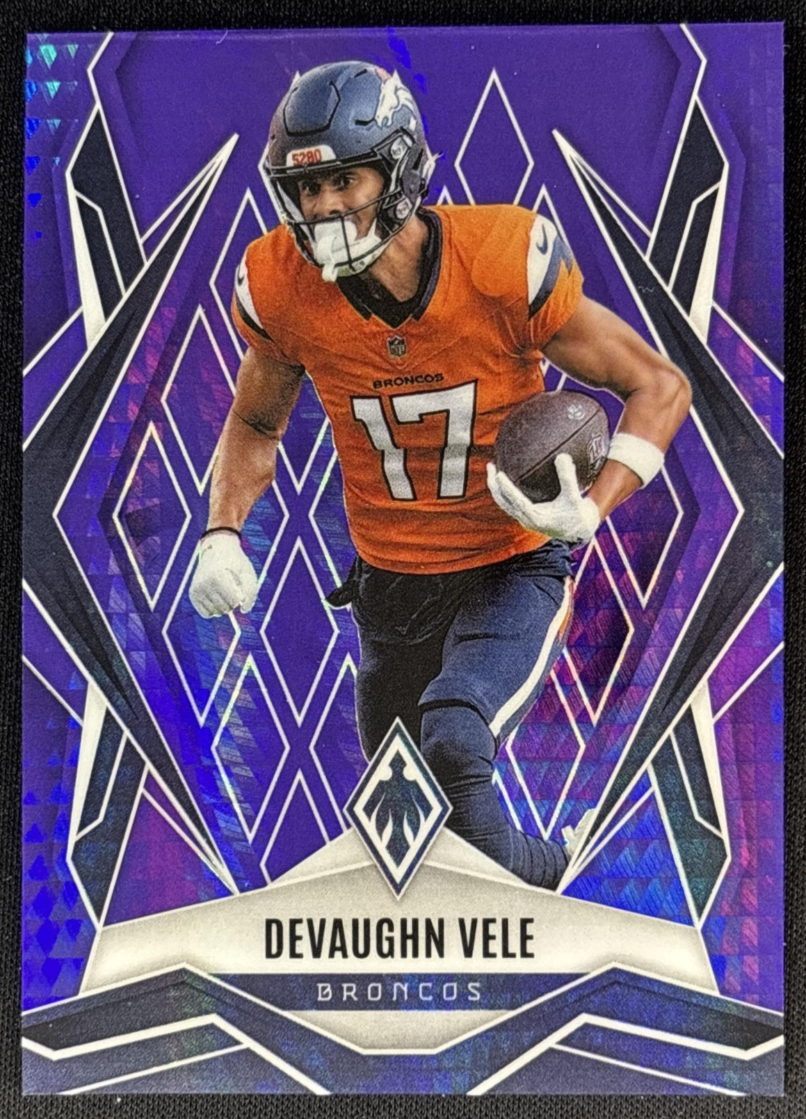 Devaughn Vele 2025 Panini Phoenix Purple Hyper Prizm /249 Broncos