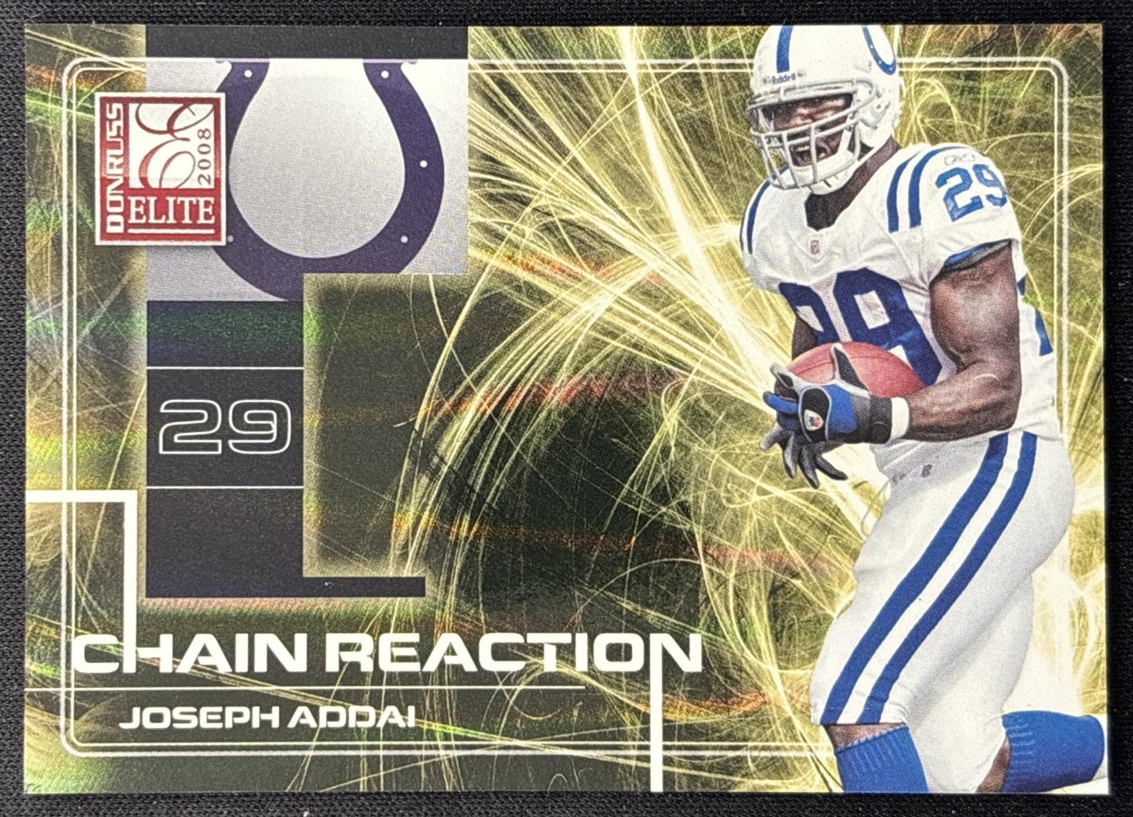 Joseph Addai 2008 Donruss Elite Chain Reaction Gold /800 Colts front