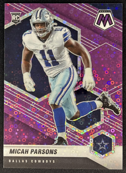 Micah Parsons 2021 Panini Mosaic No Huddle Prizm Purple /50 Cowboys Sports Trading Cards