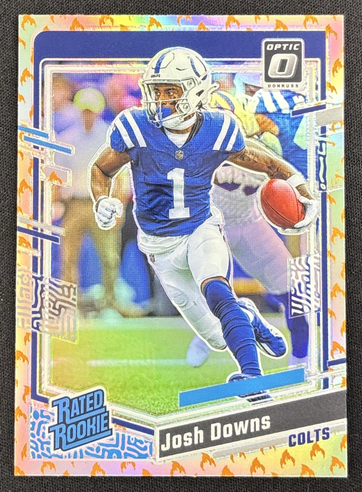 Josh Downs 2023 Panini Donruss Optic Fire Emoji Prizm Colts