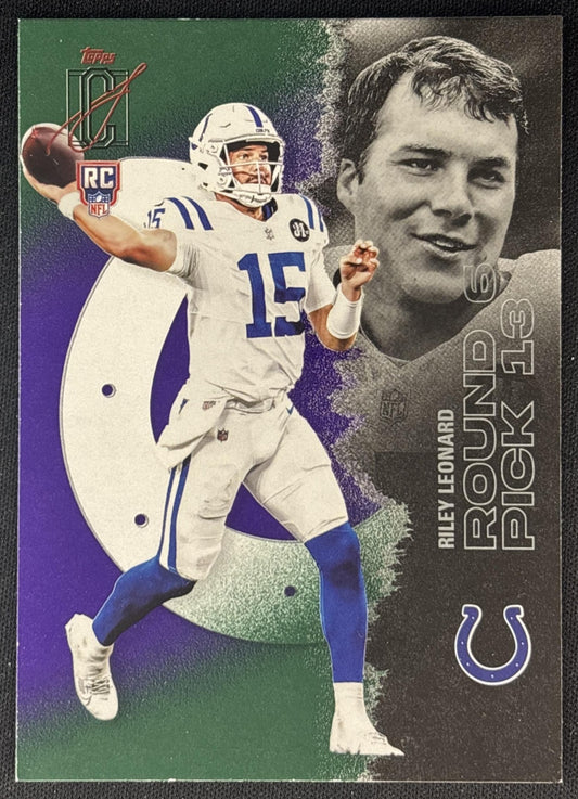 Riley Leonard 2025 Topps Signature Class Rookie Green & Purple Foil Colts front