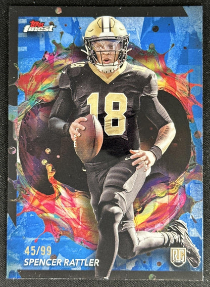 Spencer Rattler 2024 Topps Finest Blue Refractor /99 Saints