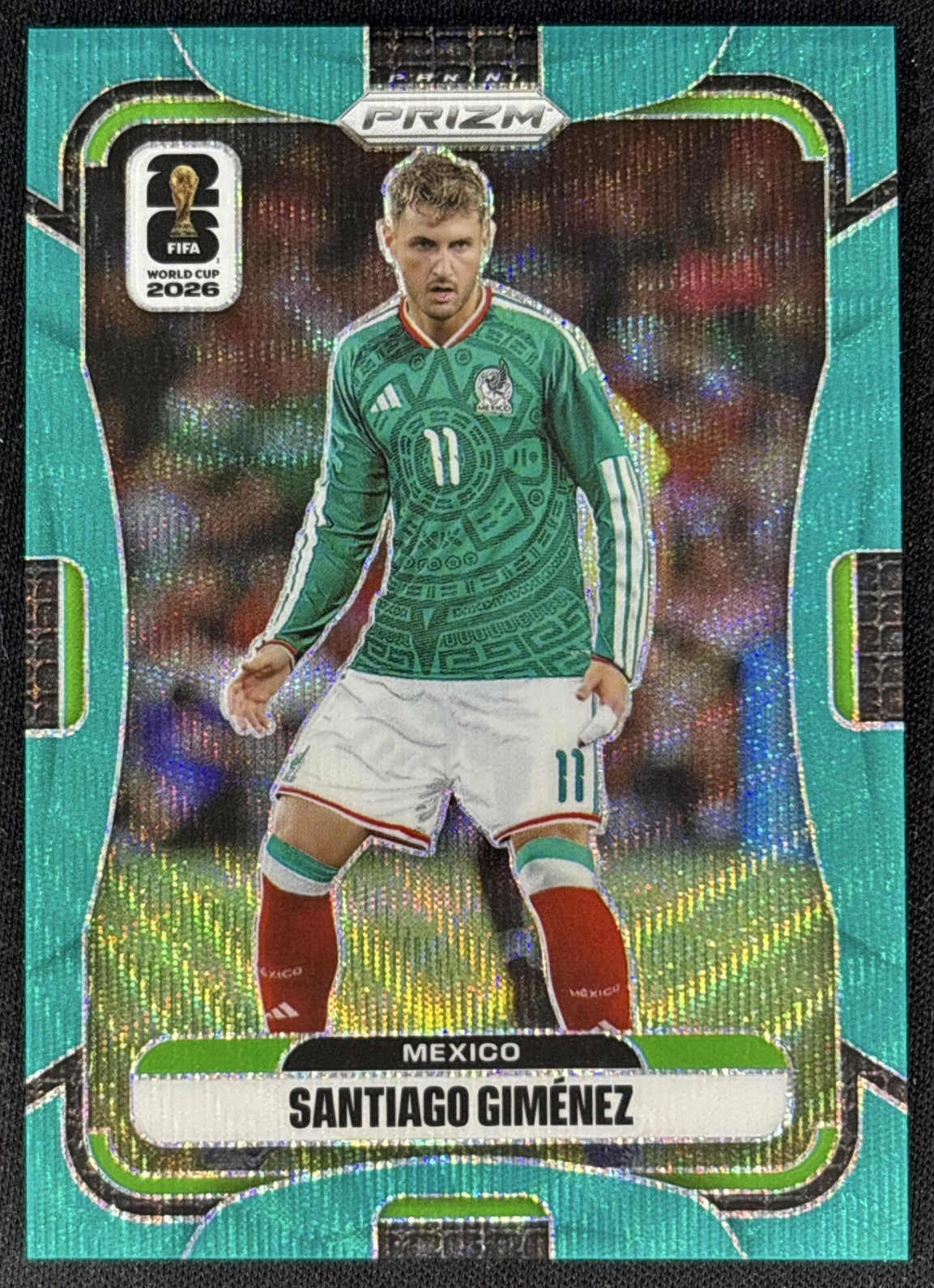 Santiago Gimenez 2026 Panini Prizm World Cup Teal Wave /99 Mexico Soccer