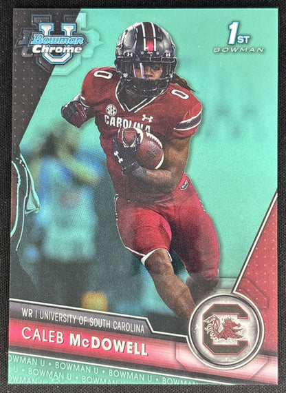 Caleb McDowell 2023 Bowman University Chrome Aqua Refractor /299 Gamecocks front