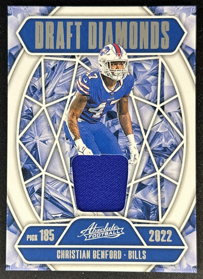 Christian Benford 2025 Panini Absolute Draft Diamonds Jersey Bills