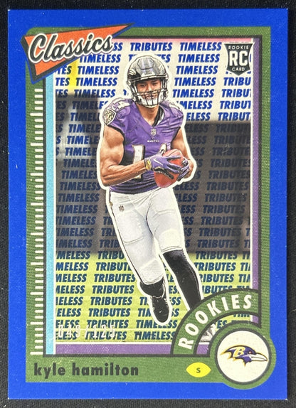 Kyle Hamilton 2022 Panini Classics Timeless Tributes Blue /125 Ravens front