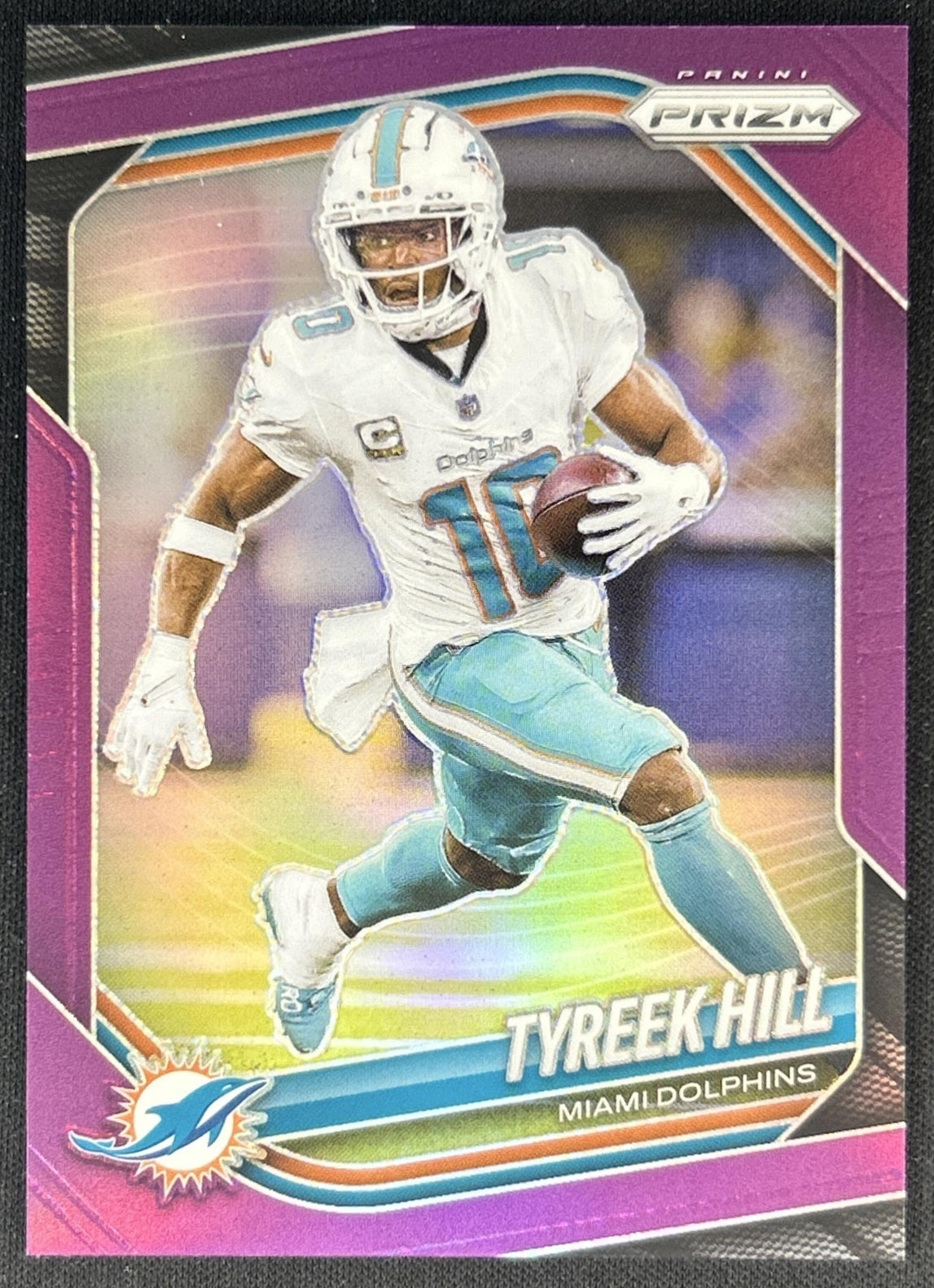 Tyreek Hill 2025 Panini Prizm Purple /125 Dolphins Front
