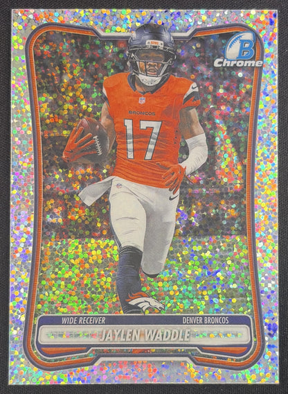 Jaylen Waddle 2026 Bowman Chrome NFL Speckle Refractor Broncos Sports Trading Card