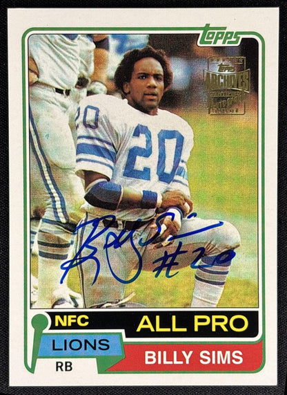 Billy Sims 2001 Topps Archives Rookie Reprint Auto Lions
