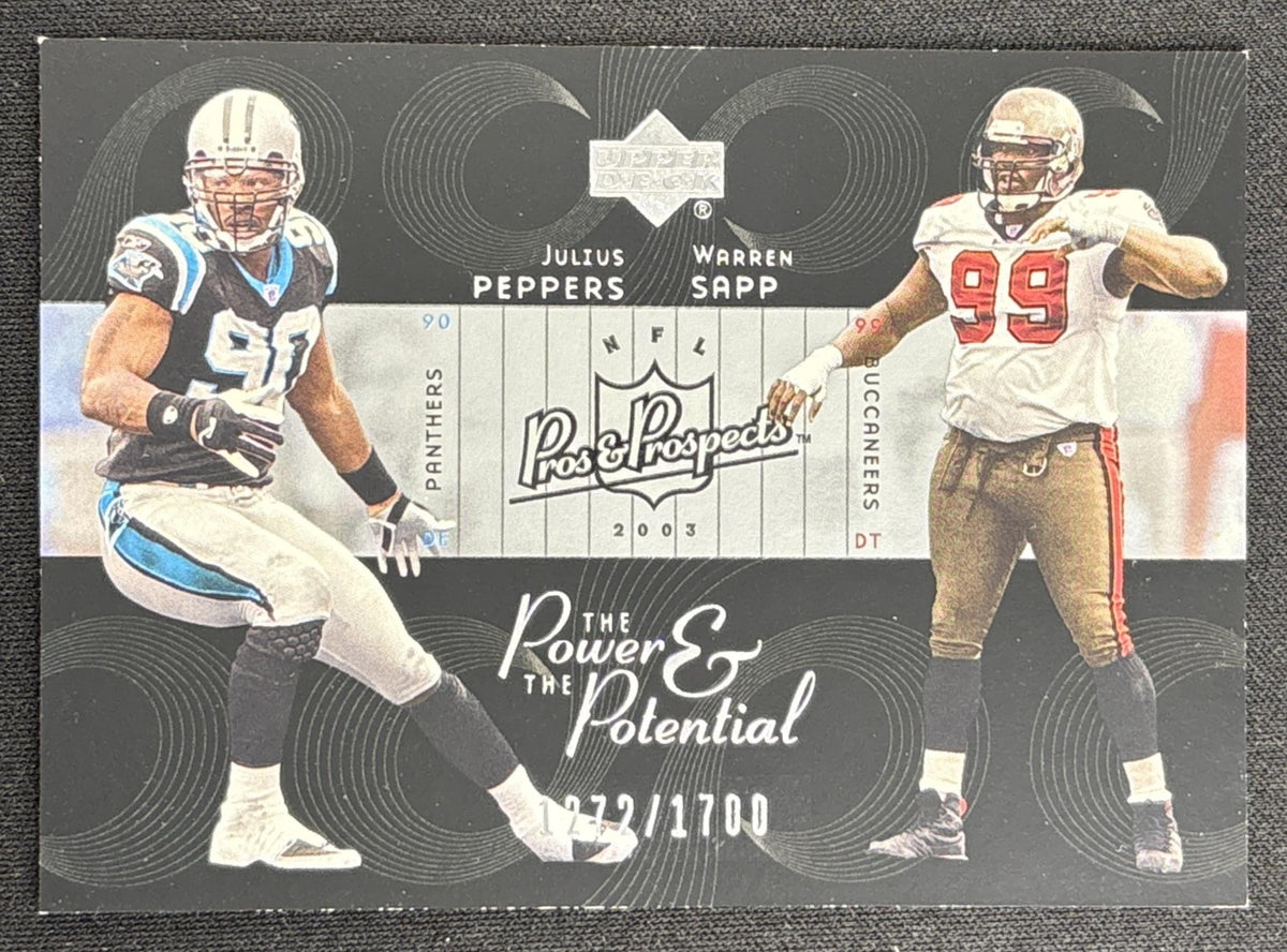 Julius Peppers Warren Sapp 2003 Upper Deck Pros & Prospects The Power and Potential /1700 Browns front