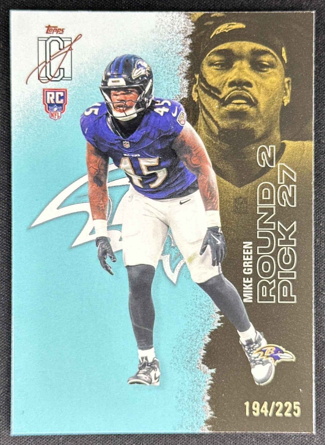 Mike Green 2025 Topps Signature Class Rookie Teal Foil /225 Ravens
