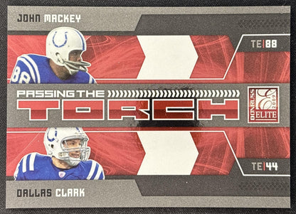 John Mackey Dallas Clark 2009 Donruss Elite Passing the Torch Red /999 Colts