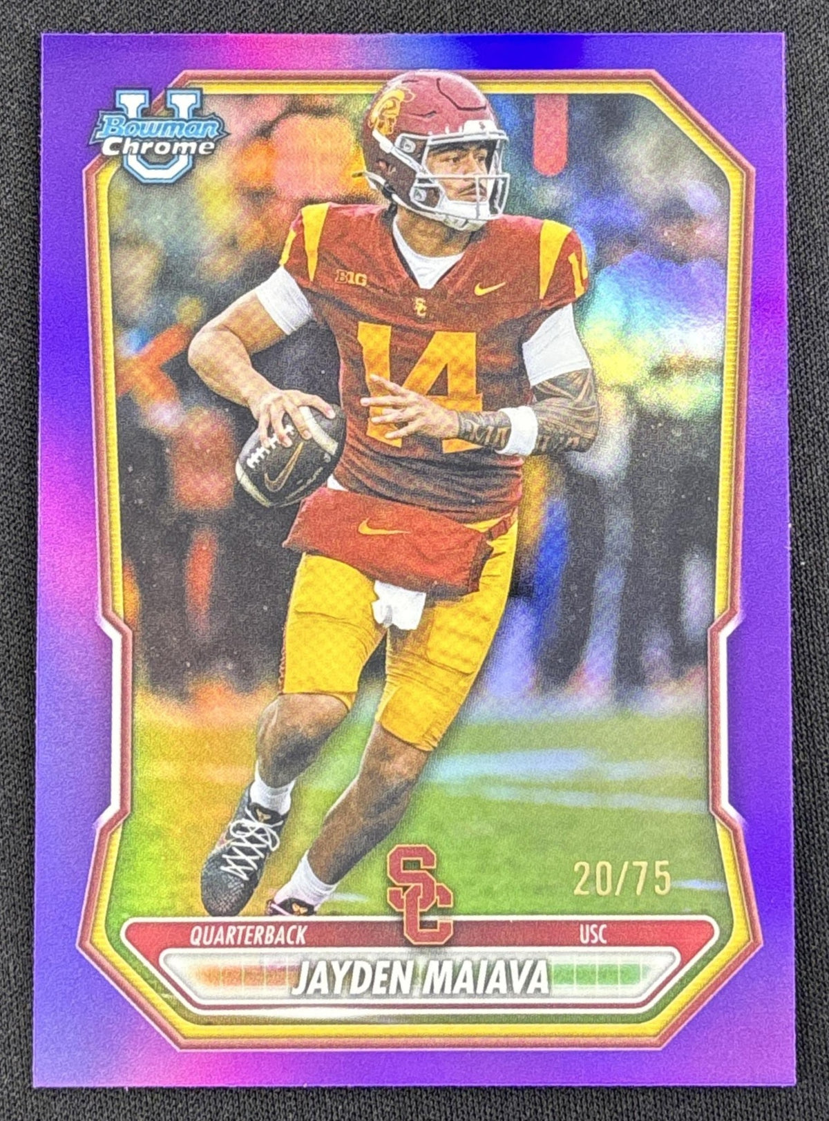 Jayden Maiava 2026 Bowman Chrome Prospects Purple Refractor /75 Trojans Default Title Sports Trading Card
