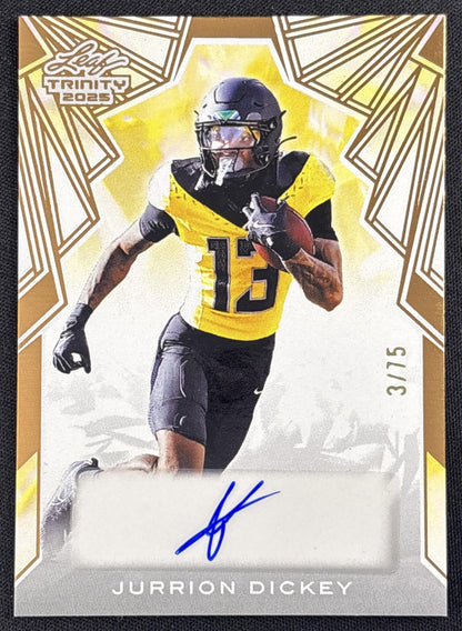 Jurrion Dickey 2025 Leaf Trinity- Auto Bronze /75