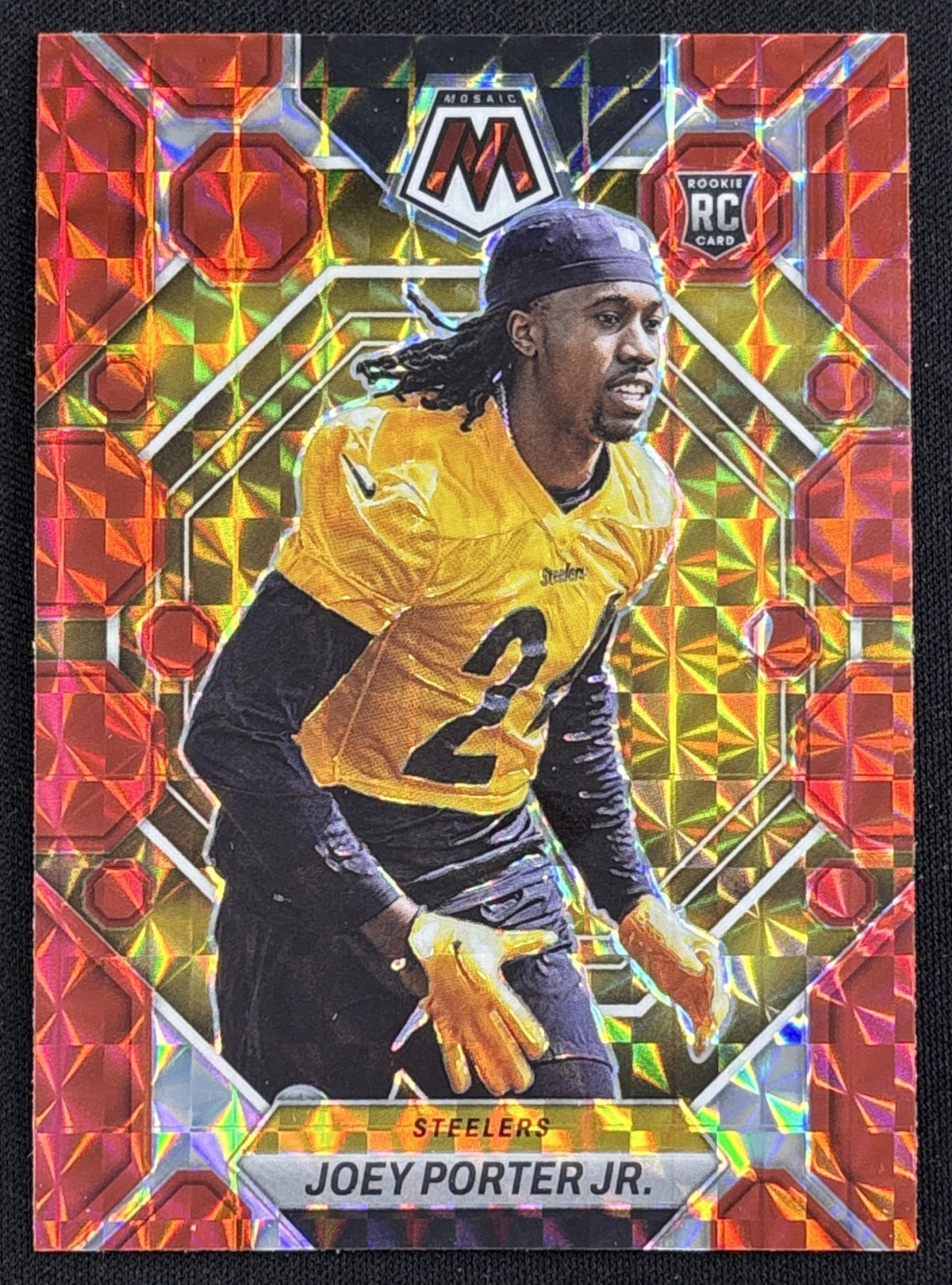 Joey Porter Jr. 2023 Panini Mosaic Red Mosaic Steelers - front