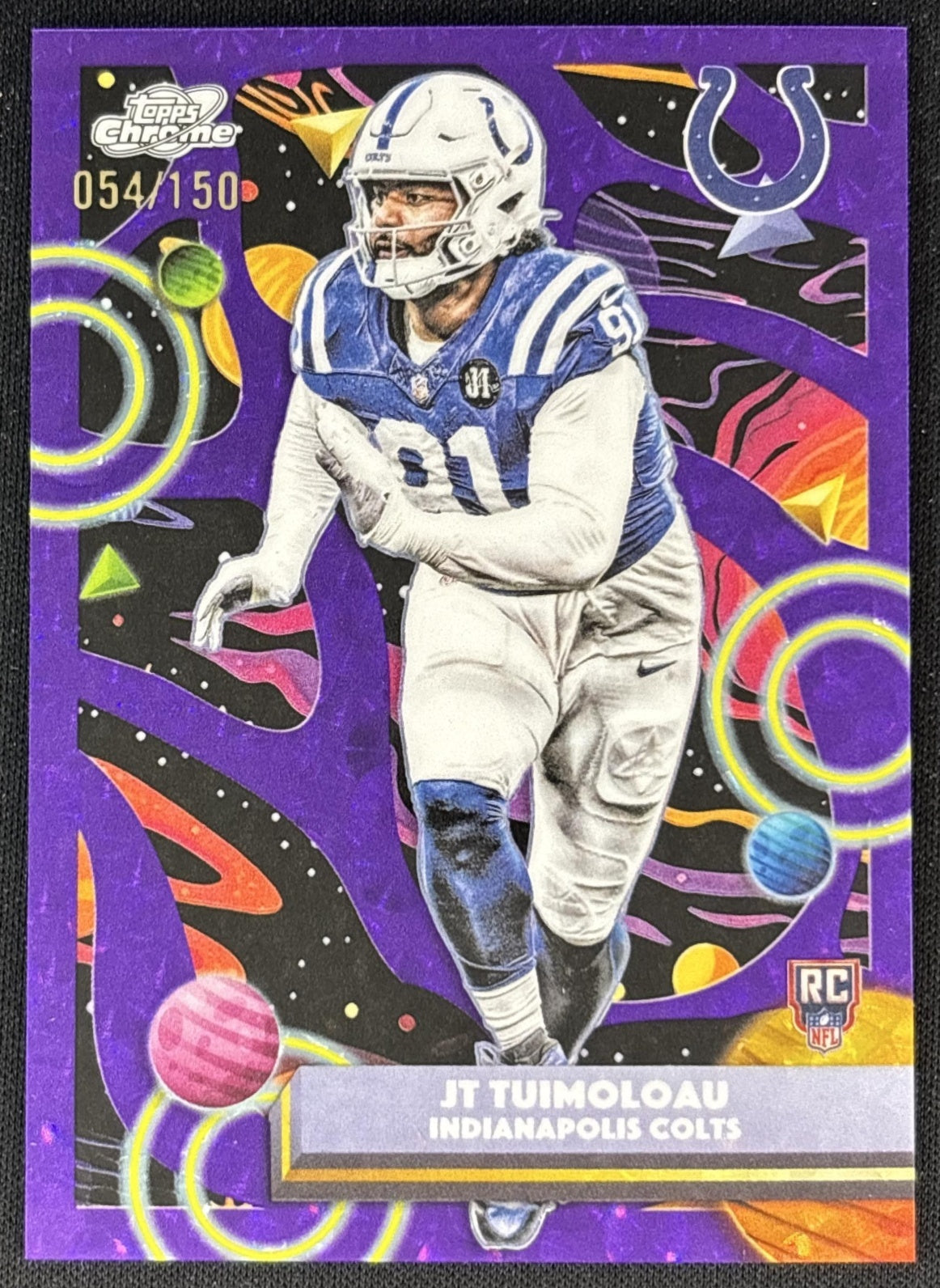 JT Tuimoloau 2025 Topps Cosmic Chrome Purple Nebula Refractor /150 Colts Front