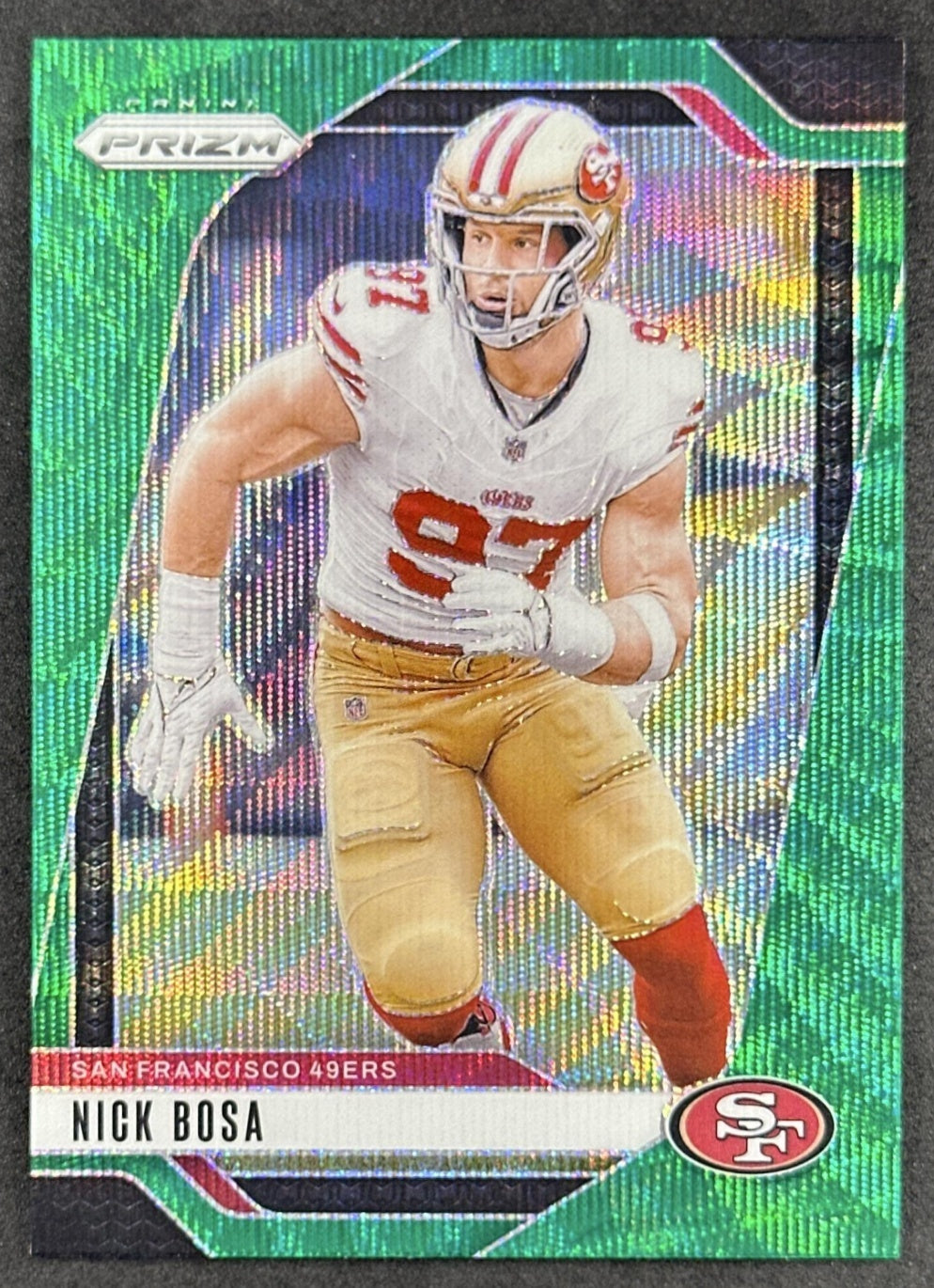 Nick Bosa 2024 Panini Prizm Green Wave 49ers Sports Trading Cards
