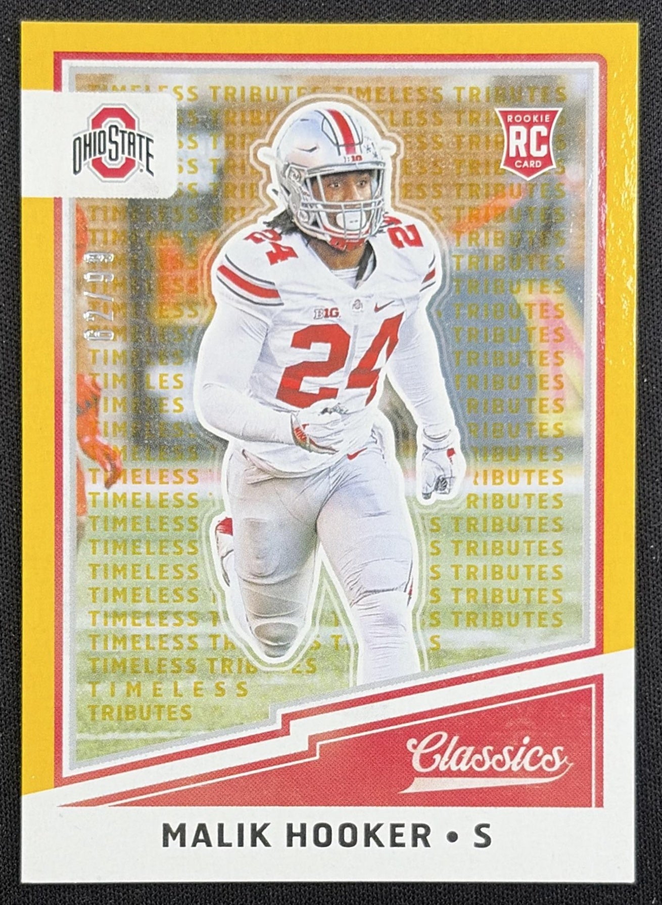 Malik Hooker 2017 Panini Classics Timeless Tributes Gold /99 Buckeyes