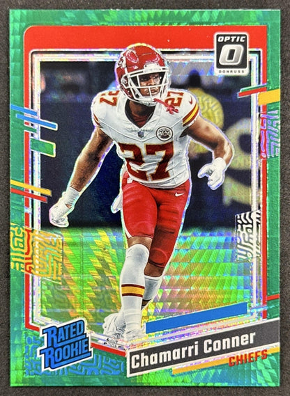Chamarri Conner 2023 Panini Donruss Optic Green Hyper Prizm Chiefs