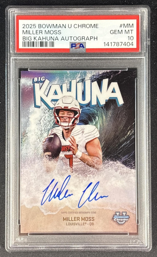 Miller Moss 2025 Bowman Chrome University The Big Kahuna Auto PSA 10 Cardinals Sports Trading Cards