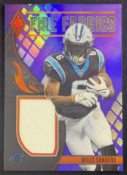 Miles Sanders 2023 Panini Phoenix Fire Fabrics Purple /50 Panthers