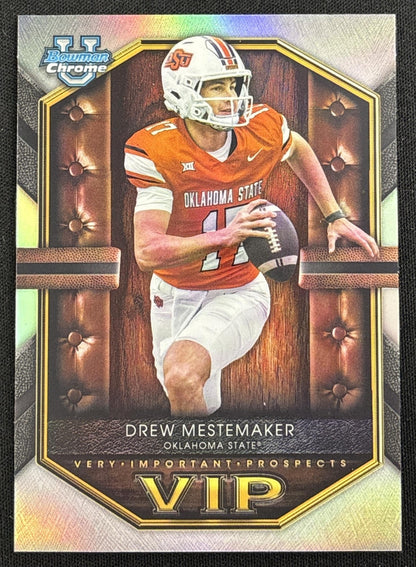 Drew Mestemaker 2026 Bowman Chrome Very Important Prospects Refractor Cowboys Sports Trading Card