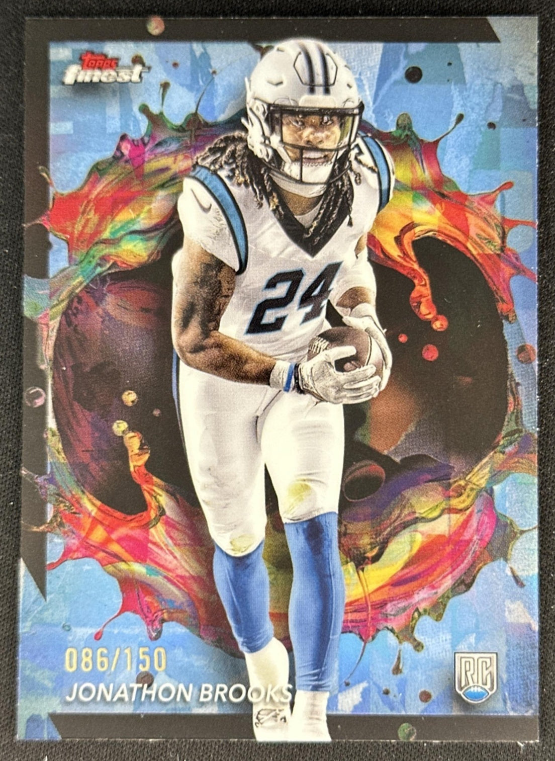 Jonathon Brooks 2024 Topps Finest Sky Blue Refractor /150 Panthers front