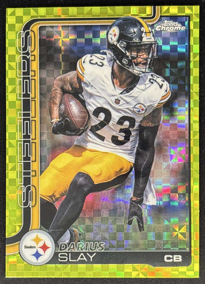 Darius Slay 2025 Topps Chrome Lime Green X-Fractor Steelers Sports Trading Cards