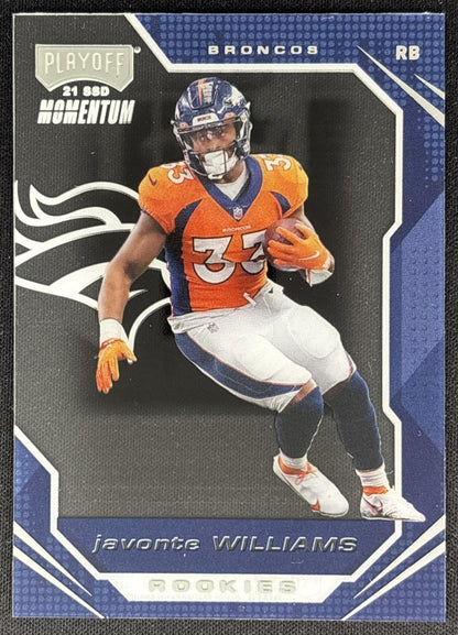 Javonte Williams 2021 Panini Chronicles Playoff Momentum Rookies Broncos