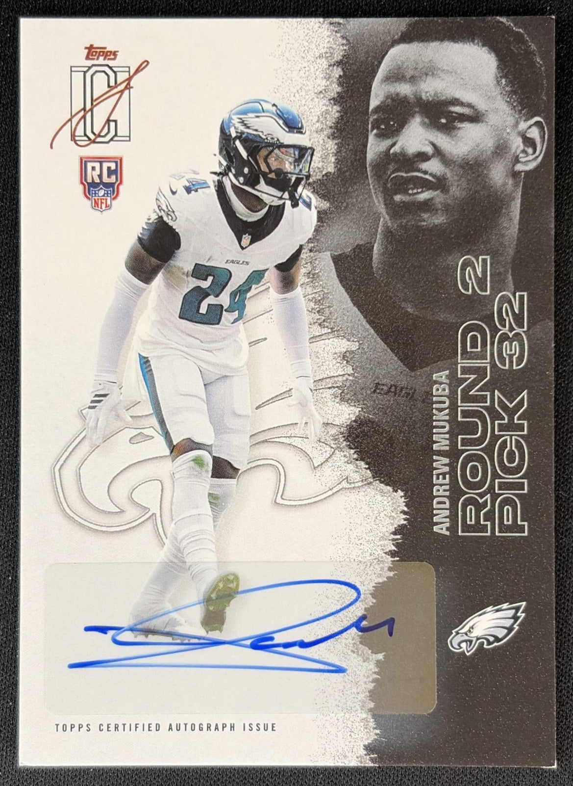 Andrew Mukuba 2025 Topps Signature Class Rookie Auto Eagles front