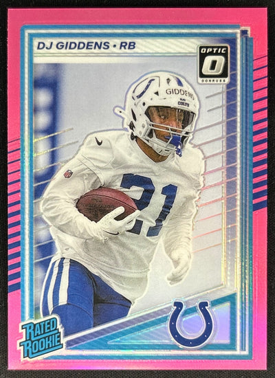 DJ Giddens 2025 Donruss Optic Rated Rookie Preview Pink Colts Sports Trading Cards