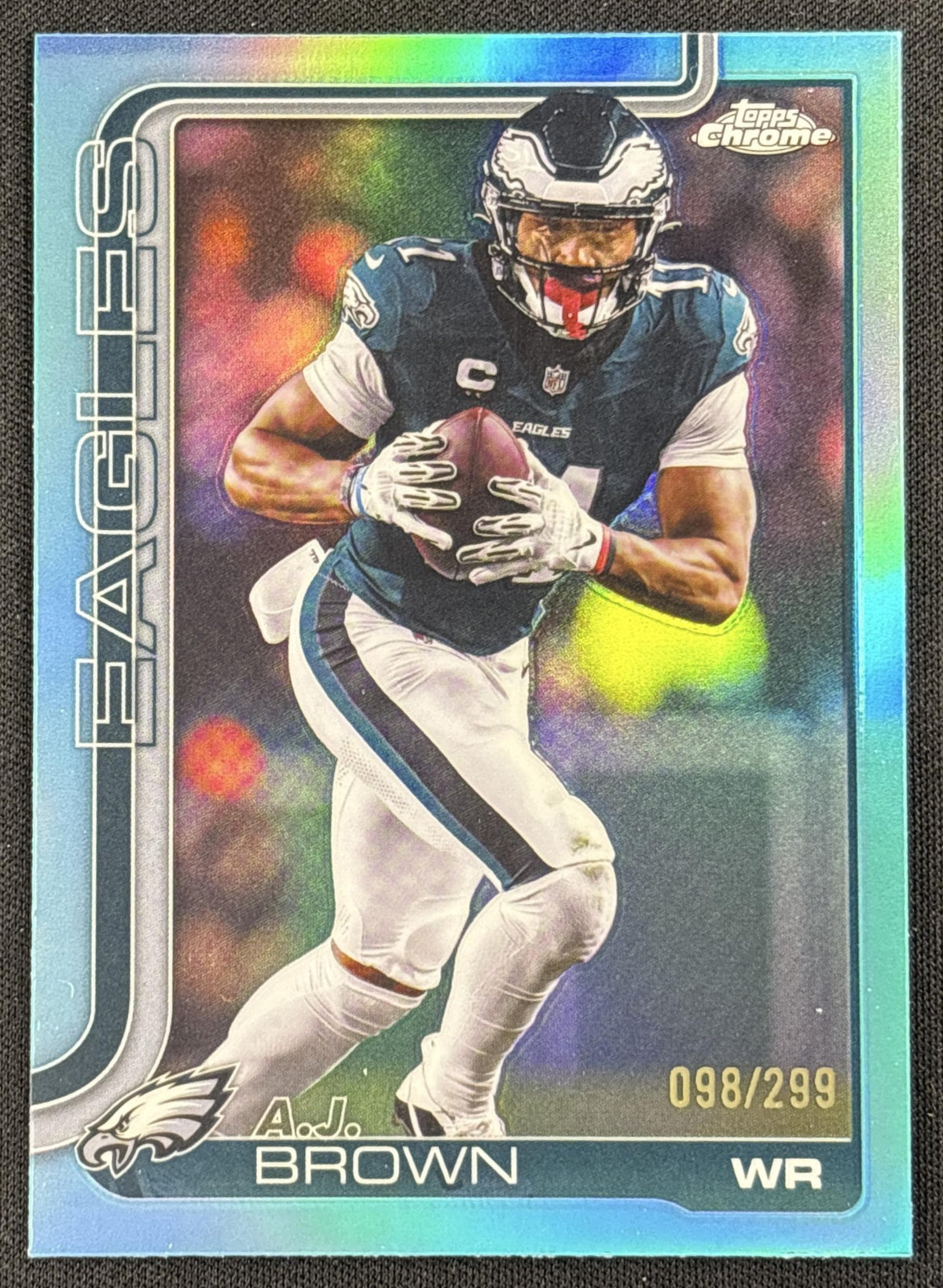 A.J. Brown 2025 Topps Chrome Teal Refractor /299 Eagles
