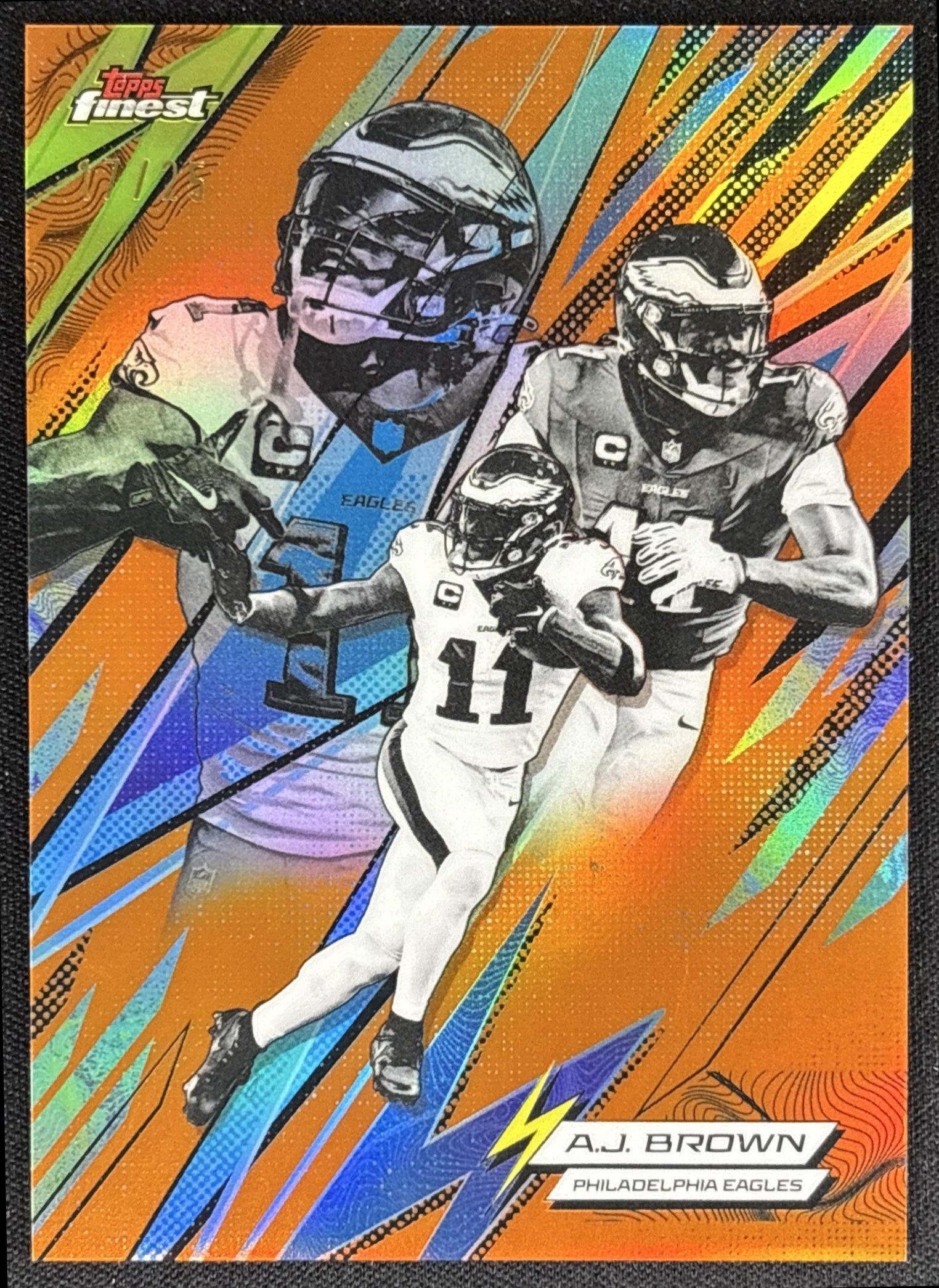 A.J. Brown 2025 Topps Finest Power Kings Orange Refractor /25 Eagles