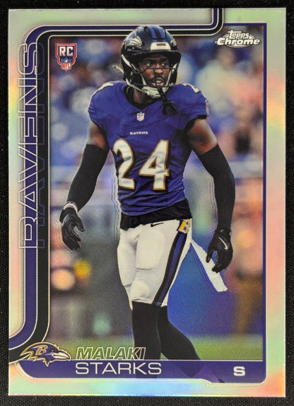 Malaki Starks 2025 Chrome Rookie Refractor Ravens Sports Trading Cards