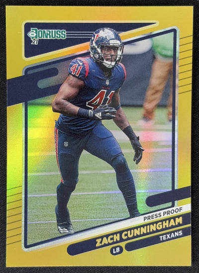 Zach Cunningham 2021 Panini Donruss Press Proof Premium Texans Sports Trading Card