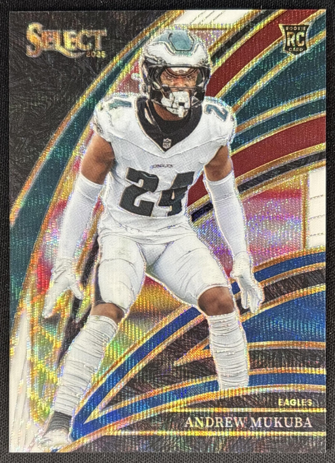 Andrew Mukuba 2025 Panini Select Club Level Tri-Color Prizm /249 Eagles Sports Trading Card