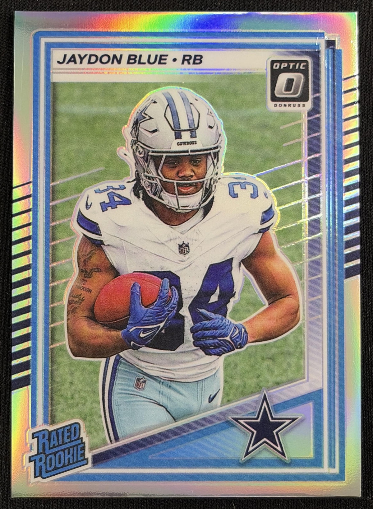 Jaydon Blue 2025 Panini Donruss Optic Rated Rookie Holo Prizm Cowboys Sports Trading Card