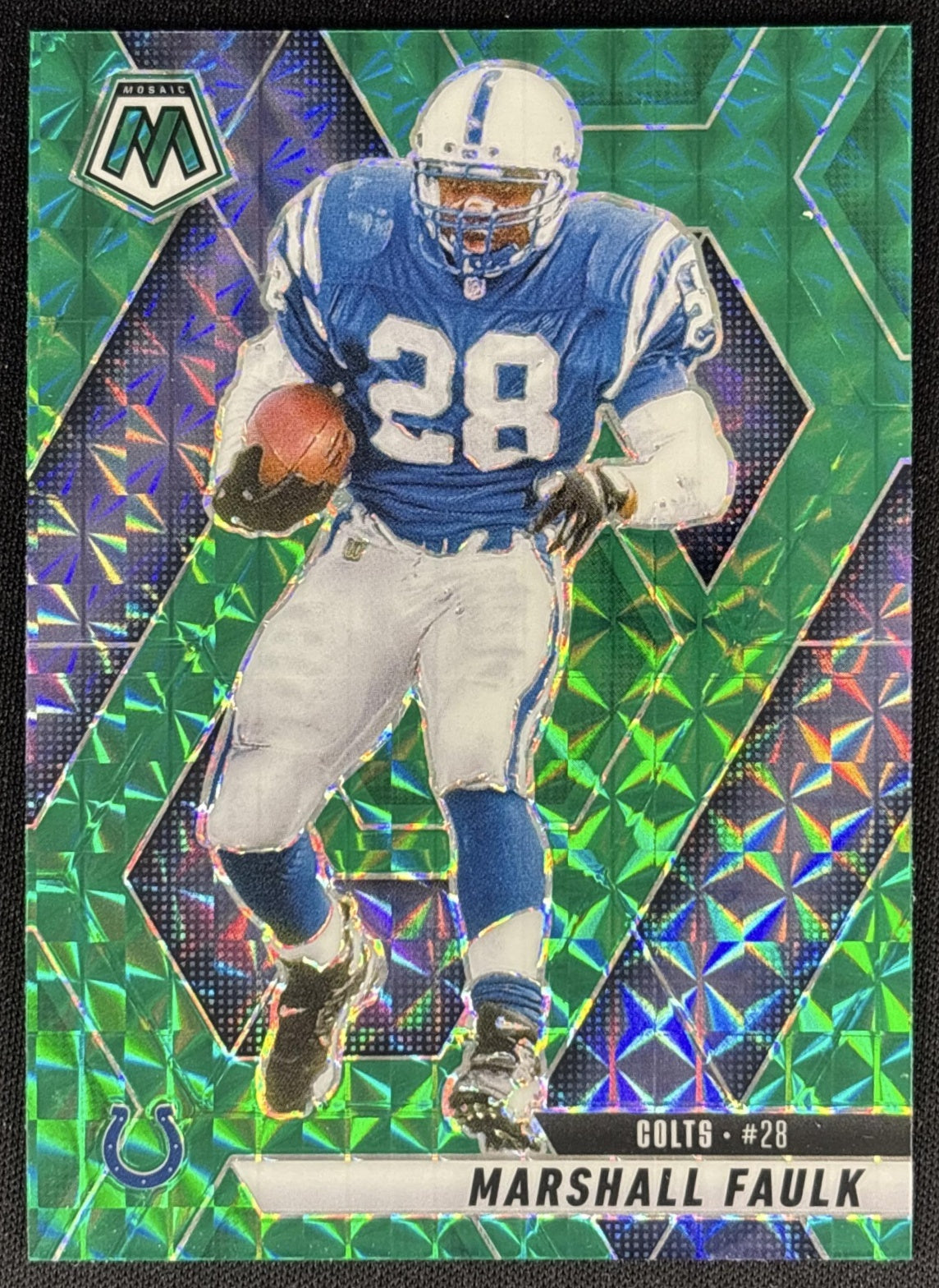 Marshall Faulk 2025 Panini Mosaic Green Prizm Colts Sports Trading Cards