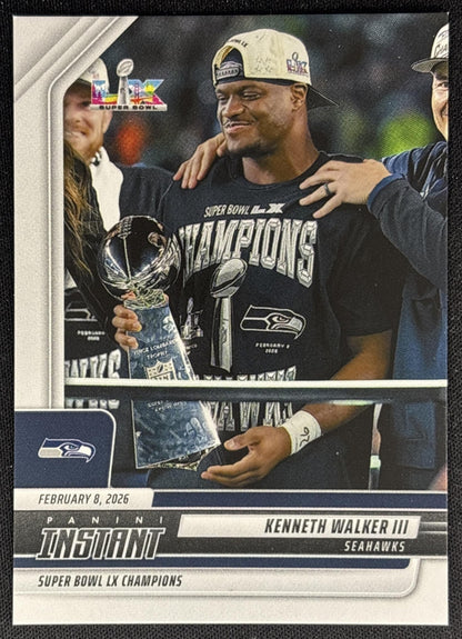 Kenneth Walker III 2026 Panini Instant Super Bowl LIX Champions Seattle Seahawks front