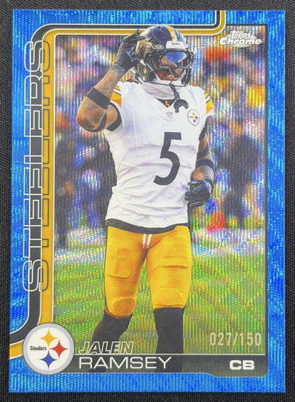 Jalen Ramsey 2025 Topps Chrome Blue Wave Refractor /150 Steelers Pittsburgh Steelers