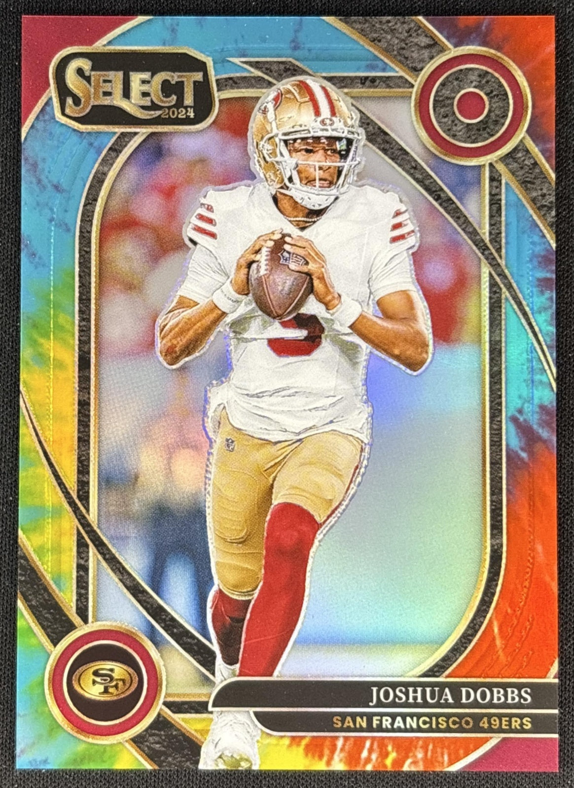 Joshua Dobbs 2024 Panini Select Club Tie-Dye Prizm /25 49ers front