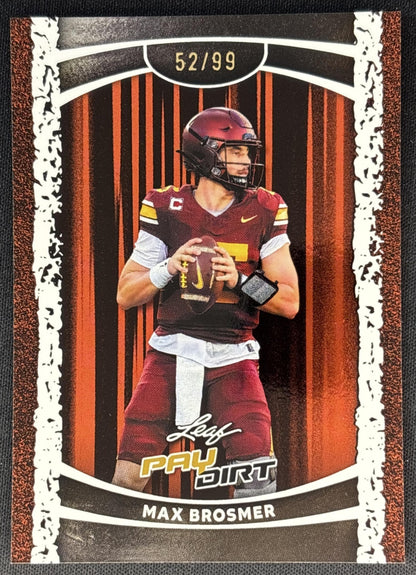 Max Brosmer 2026 Leaf Paydirt Orange /99 Sports Trading Cards