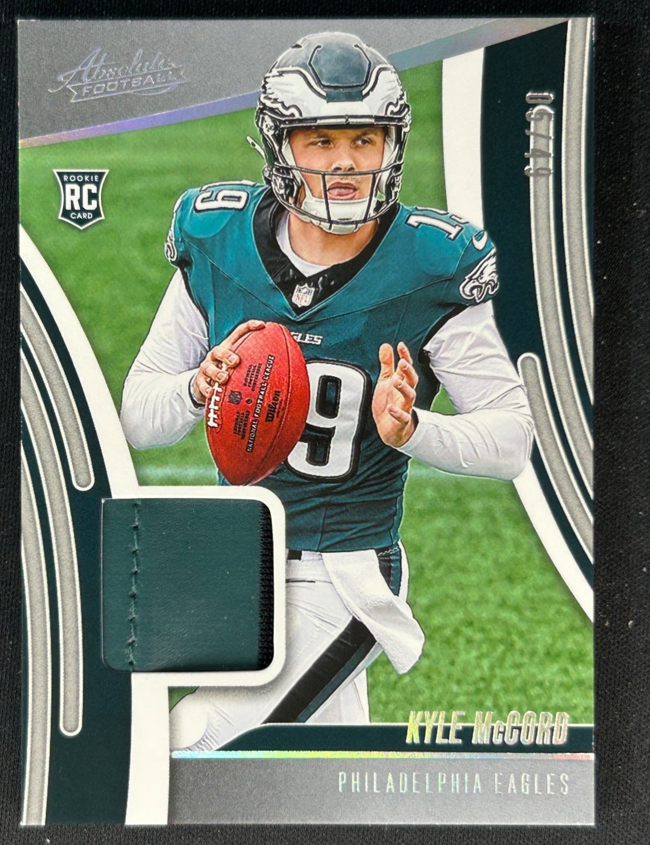 Kyle McCord 2025 Absolute Rookie Materials Holo Silver /49 Eagles